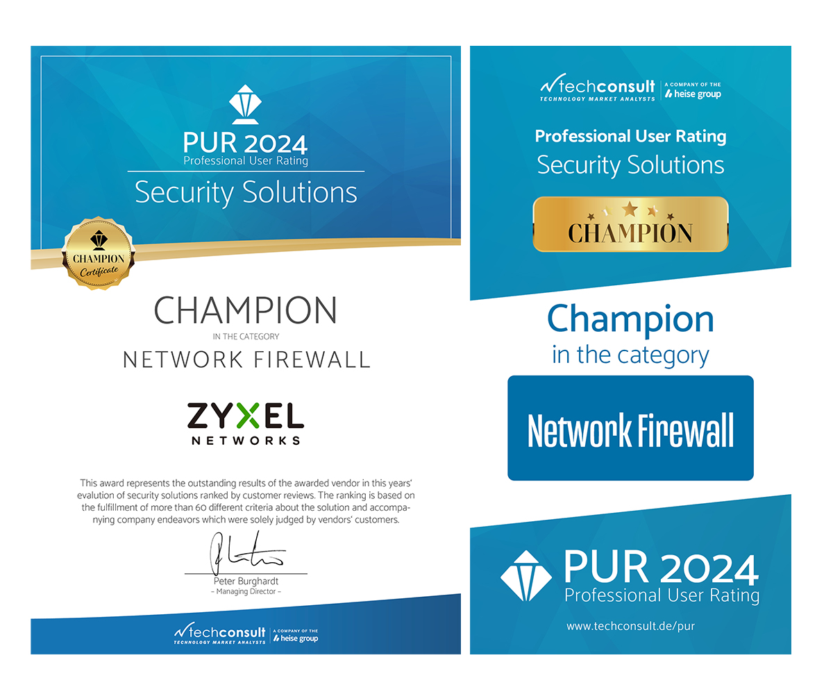 Zyxel Networks’ firewalls receive Champion ranking in latest